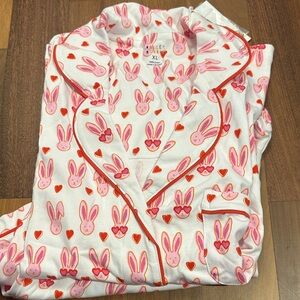 Roller Rabbit White and Pink Bunny Pajama Set